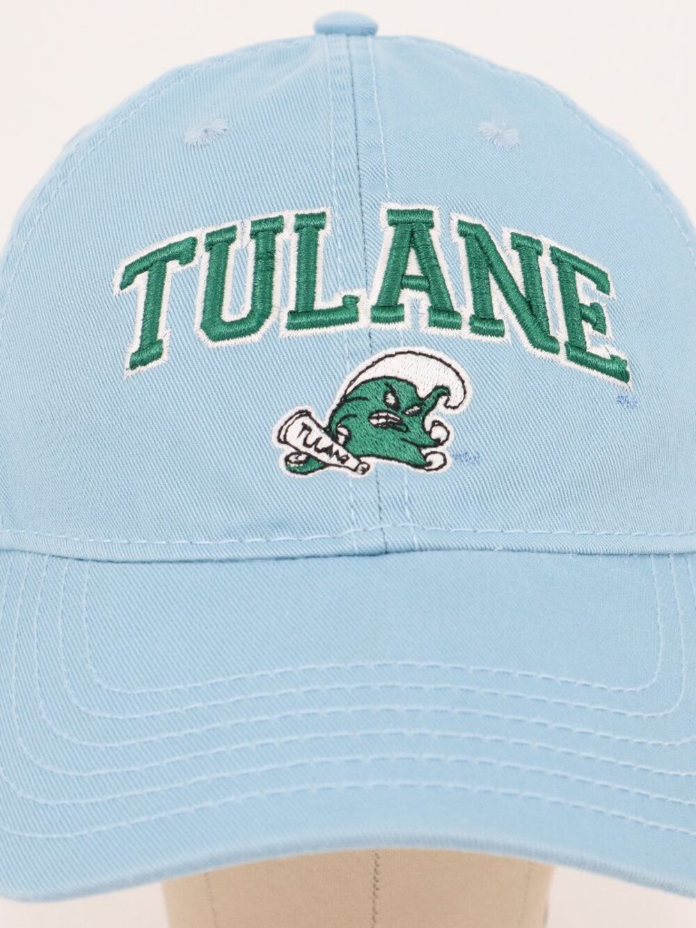 Tulane Green Wave Angry Wave Legacy Light Blue Embroidered Adjustable Dad Hat